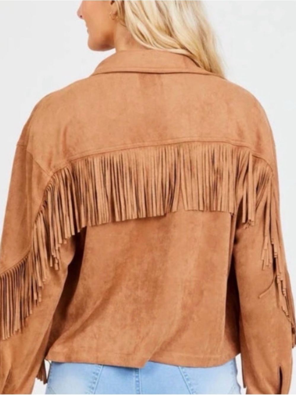 Altar'd State Tan Suede Fringe Jacket